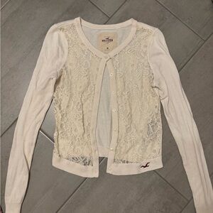 Vintage Hollister Women's cream Lace Cardigan
